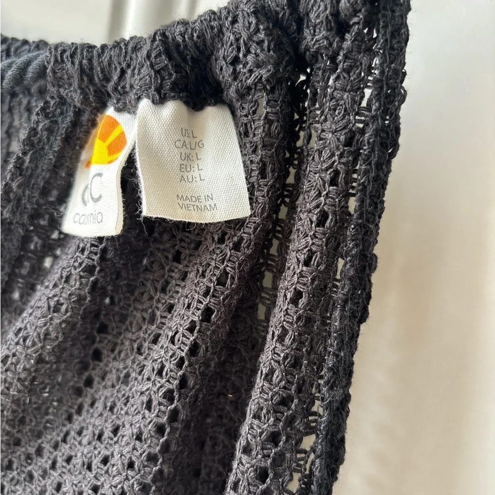 C&C California Black Crochet Swim Coverup